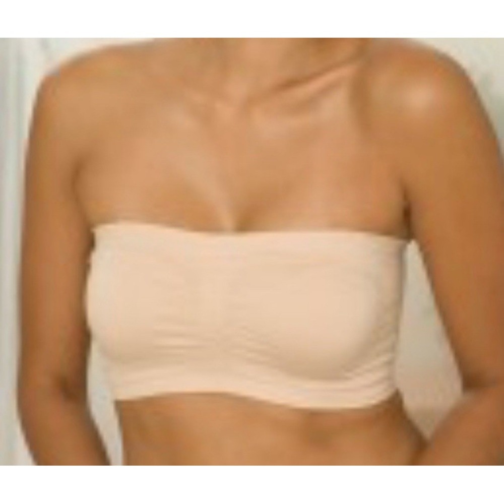 La Leche League Bandeau No Wire Bra 4206 With Clear Strap NWT Sz: XL Fits D Beig